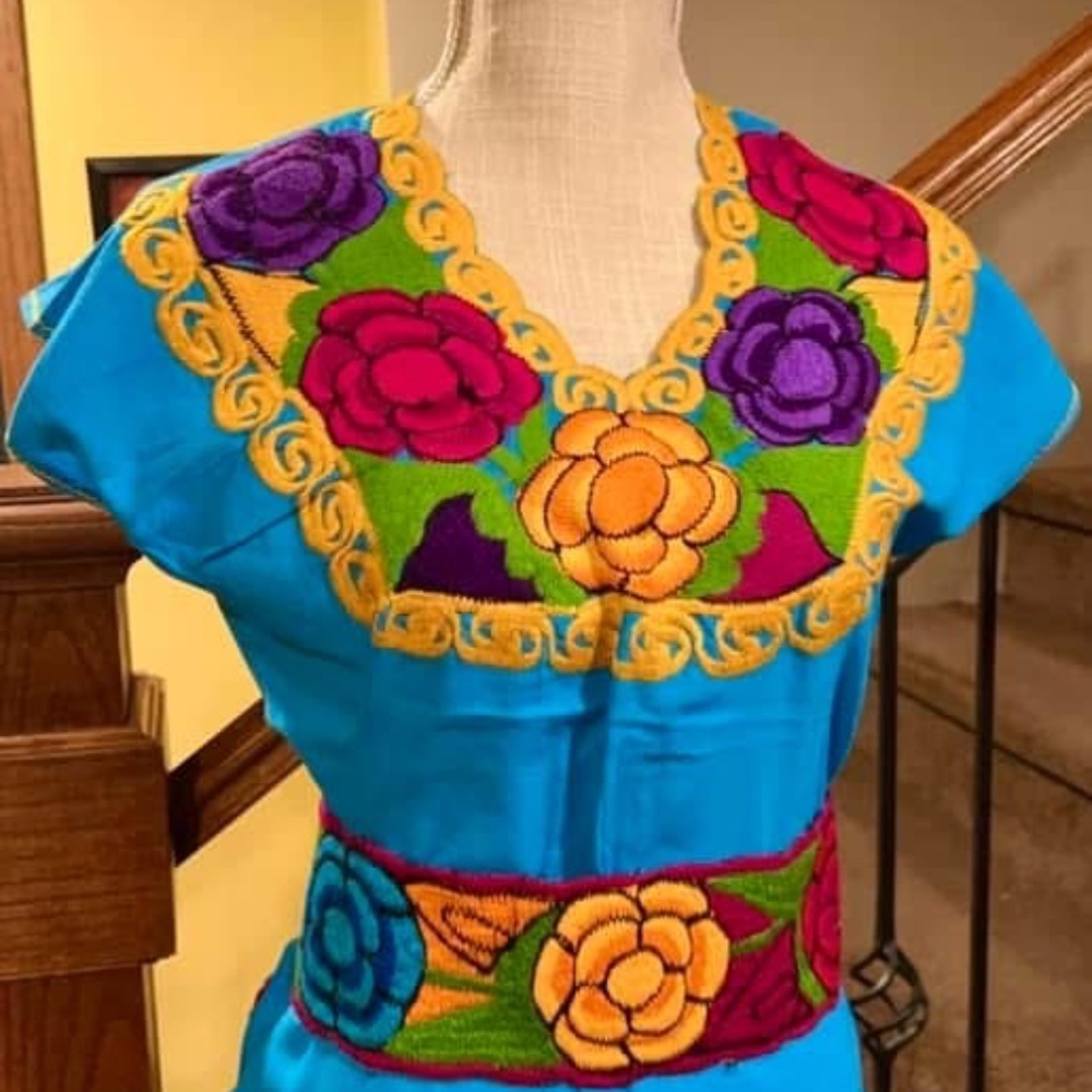 Embroidered Flowers Blouse belt not included sold